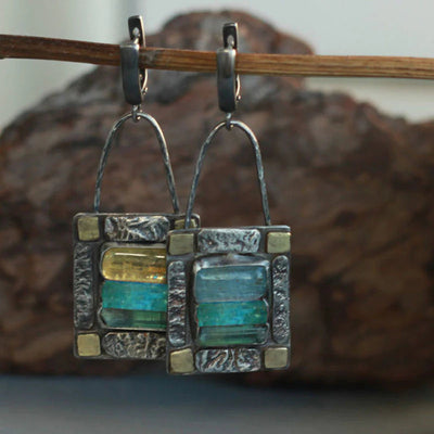 Boucles d'oreilles "Antique" avec des cristaux bleus et verts