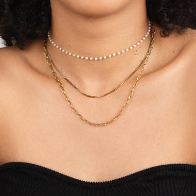 Collier Ariel avec triple chaîne et perles