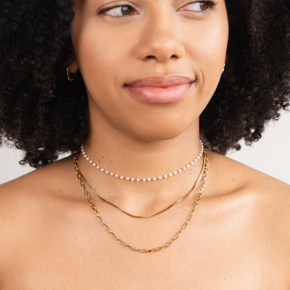 Collier Ariel avec triple chaîne et perles
