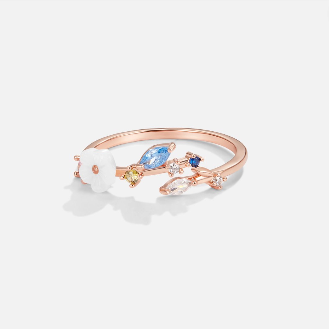 Anelli Crystal White Blossom en or rose
