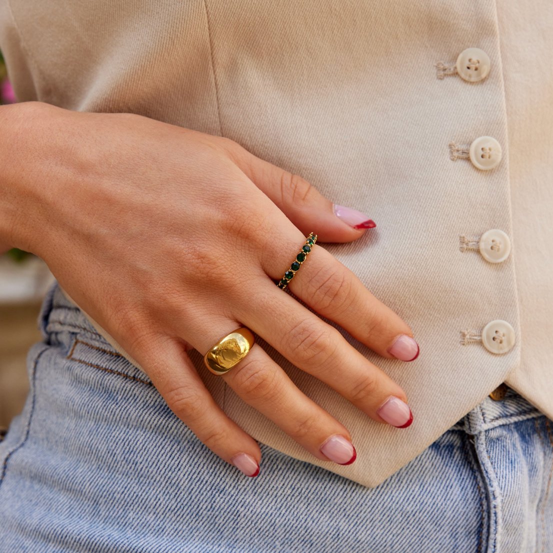 Bague en cristal Émeraude Beauté