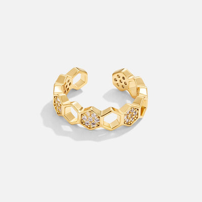 Bague en nid d'abeille en or et cristal