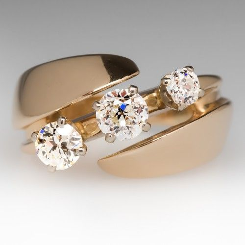 Bague ouverte vintage avec zirconia