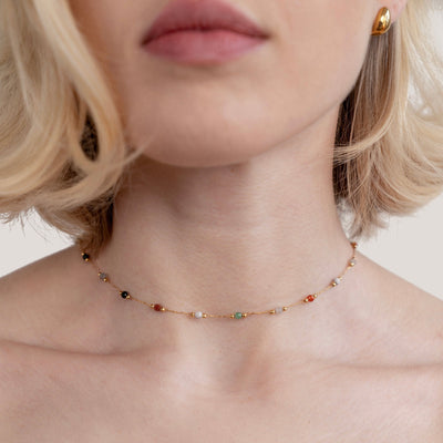 Collier avec perles en pierre Lulu