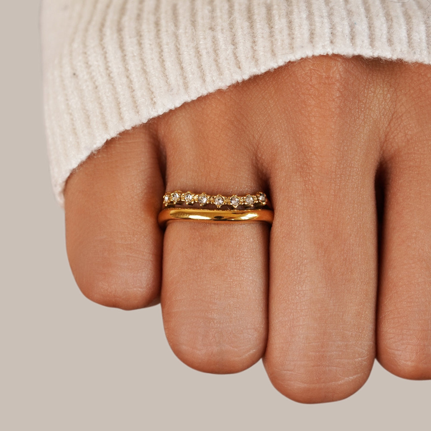 Bague à couches avec cristaux blancs Marissa