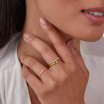 Bague à couches avec cristaux blancs Marissa