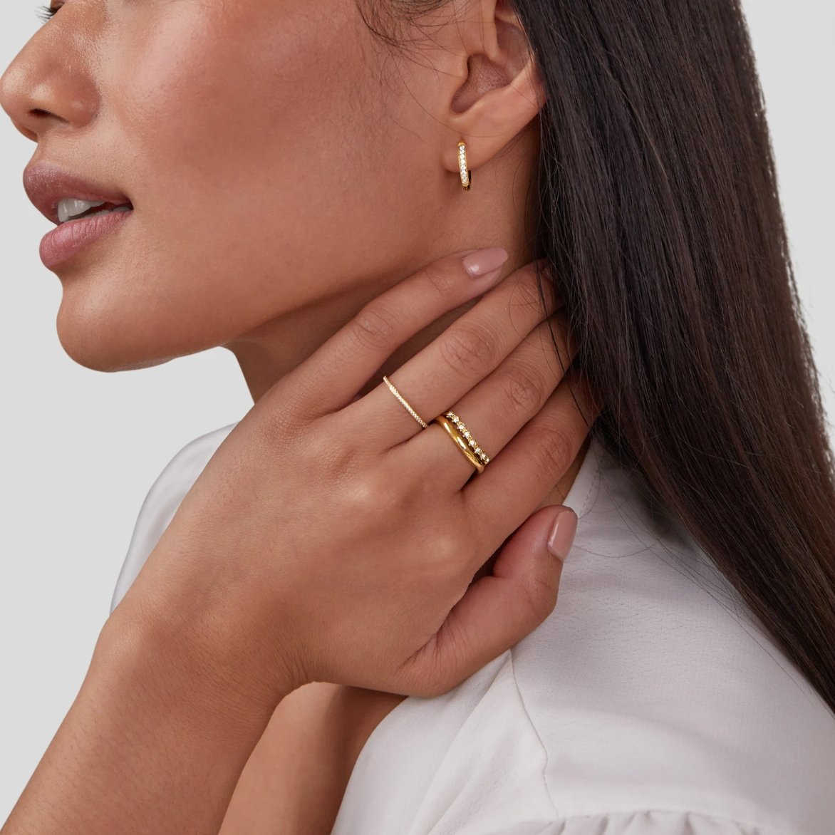 Bague à couches avec cristaux blancs Marissa