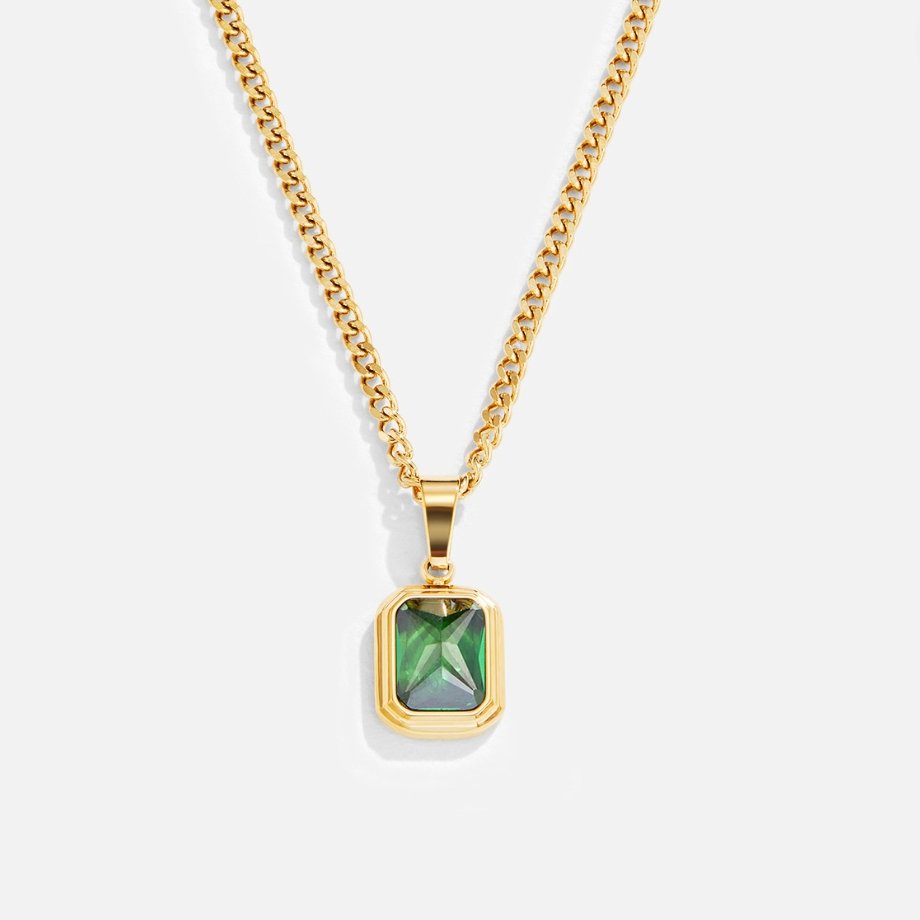 Collier avec pendentif en cristal vert Monet