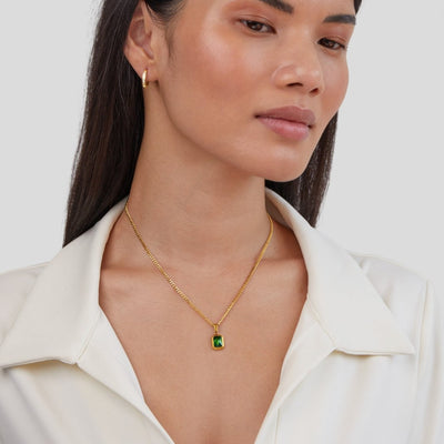 Collier avec pendentif en cristal vert Monet