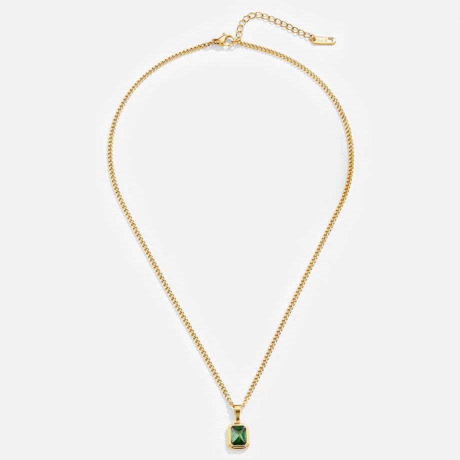 Collier avec pendentif en cristal vert Monet