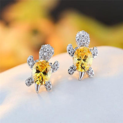 Boucles d'oreilles Tortue de mer en zirconium et argent